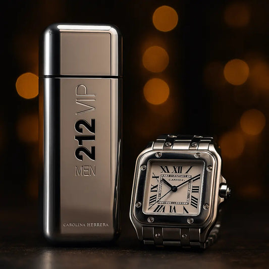 Alianza Majestuosa - Carolina Herrera 212 VIP Men + Reloj Cartier Panthère. - Distinción Imperial